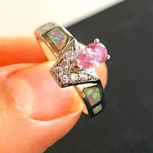 Unique Pink Sparkly Ring, NWOT, Size 7